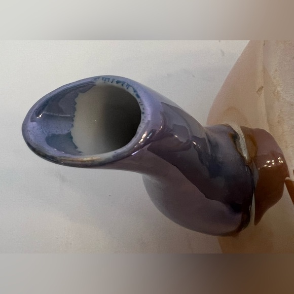 Vintage Lusterware tea pot Bird on Branch Floral Orange and Blue decor c. 1950s - Picture 7 of 11